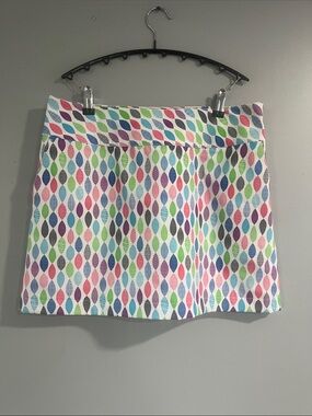 Cutter & Buck White Mini Skort with Pink Blue Green Purple Leaf Print 8